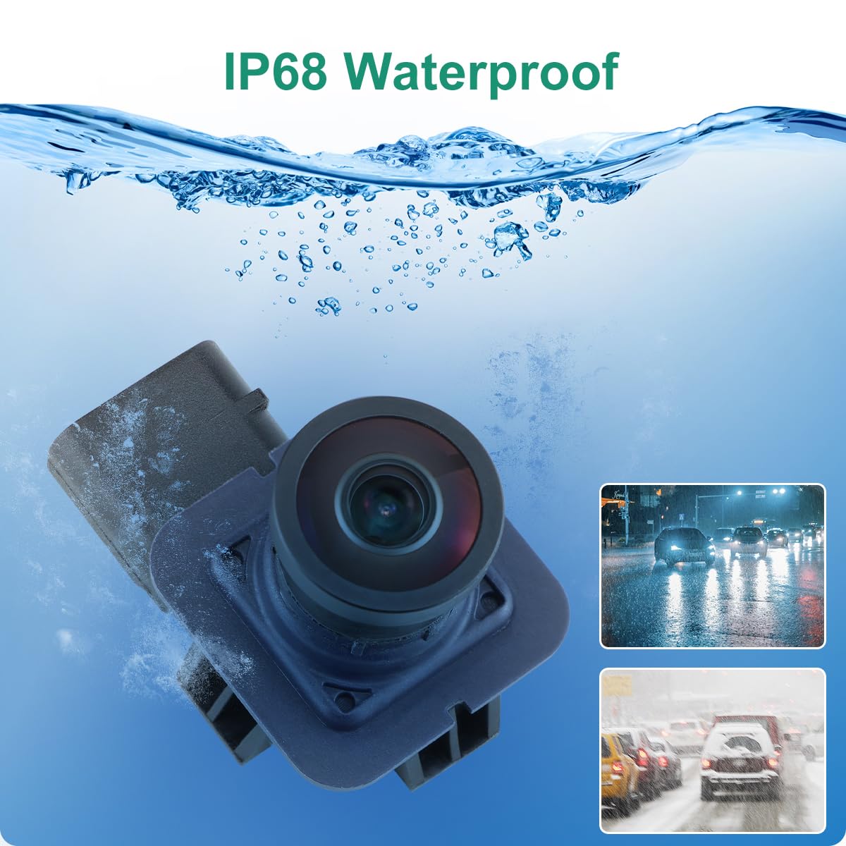 GreenYi DA8Z-19G490-A IP68 waterproof camera withstands rain and car washes.