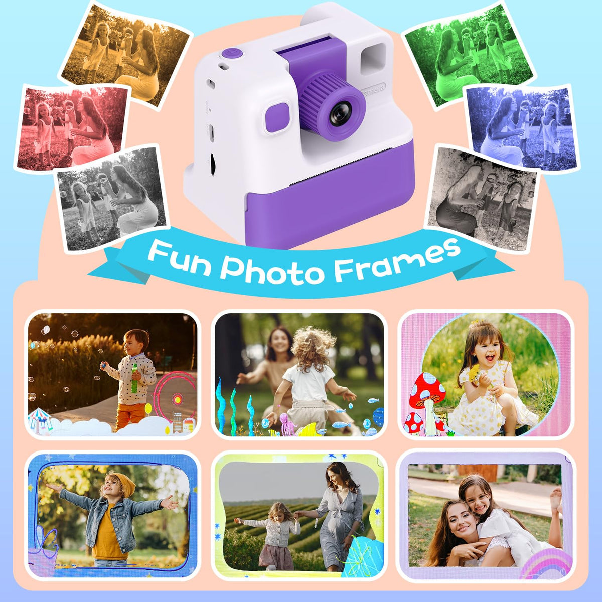 GREENKINDER child taking a selfie with camera, promoting independent creativity and fun