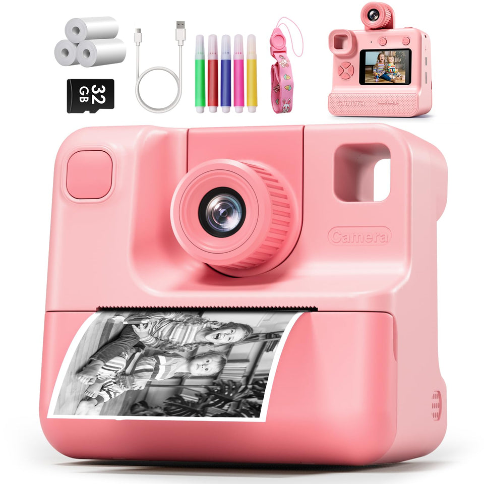GREENKINDER front view showing camera buttons and bright color, fun and simple