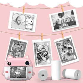 GREENKINDER refill loaded in a kids instant camera for quick printing
