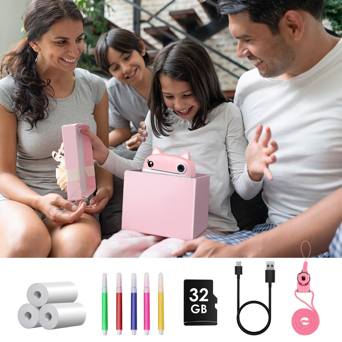 GREENKINDER child decorating a printed photo with stickers, creativity boost benefit
