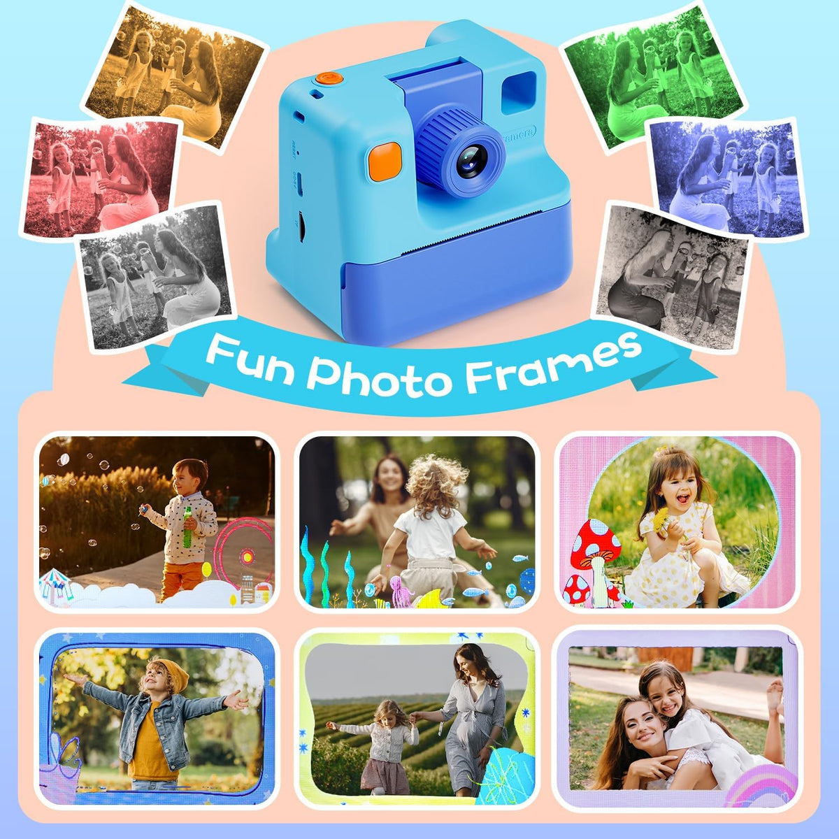 GREENKINDER child using camera outdoors encouraging creative play