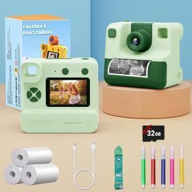 GREENKINDER lifestyle photo of a child using camera outdoors capturing memories and encouraging imaginative play