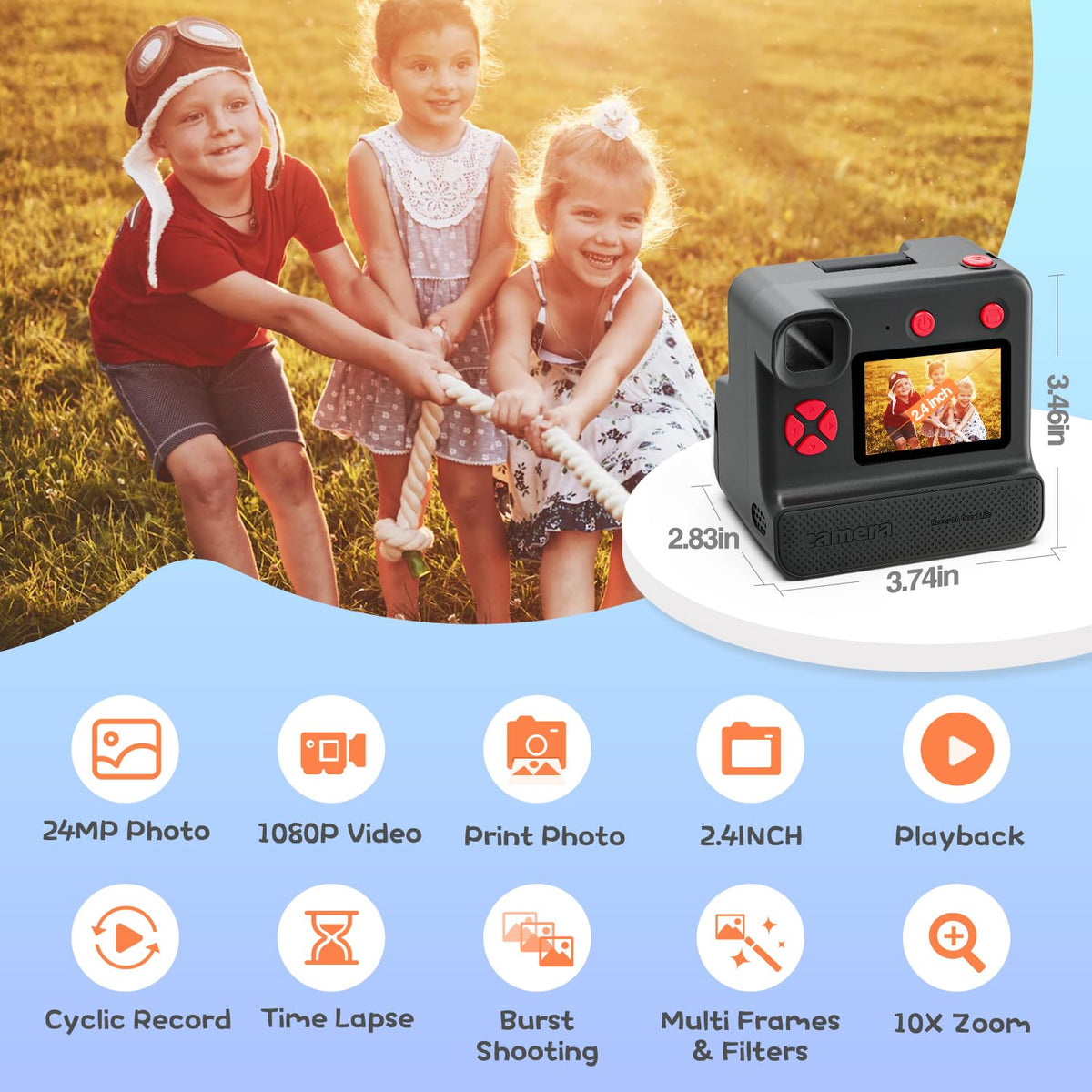 GREENKINDER close-up of printed photo, instant thermal print benefit