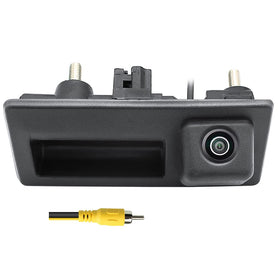 GreenYi front view of trunk-handle camera showing OEM look and simple install benefit