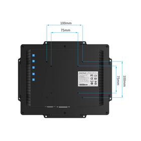 GreenTouch 10.4-inch open-frame ports display HDMI, VGA, DVI, and audio options.