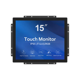 GreenTouch 15in open-frame monitor front view for public kiosks.