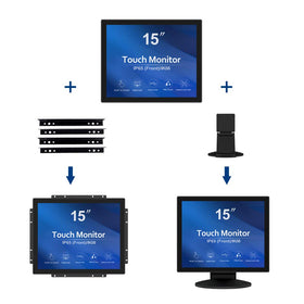 GreenTouch 15in open-frame monitor IP65 front seal protects against dust and water.