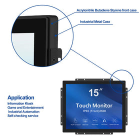 GreenTouch 15in open-frame monitor side ports enable versatile connectivity.