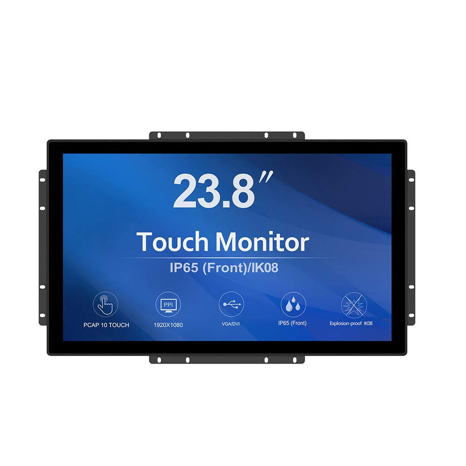 GreenTouch 23.8-inch open frame PCAP monitor front view with durable touch panel.