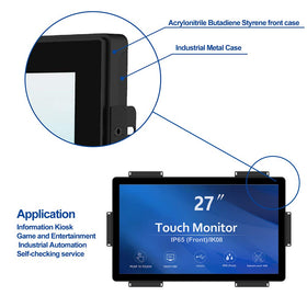 GreenTouch 27in open frame ports show HDMI VGA and DVI