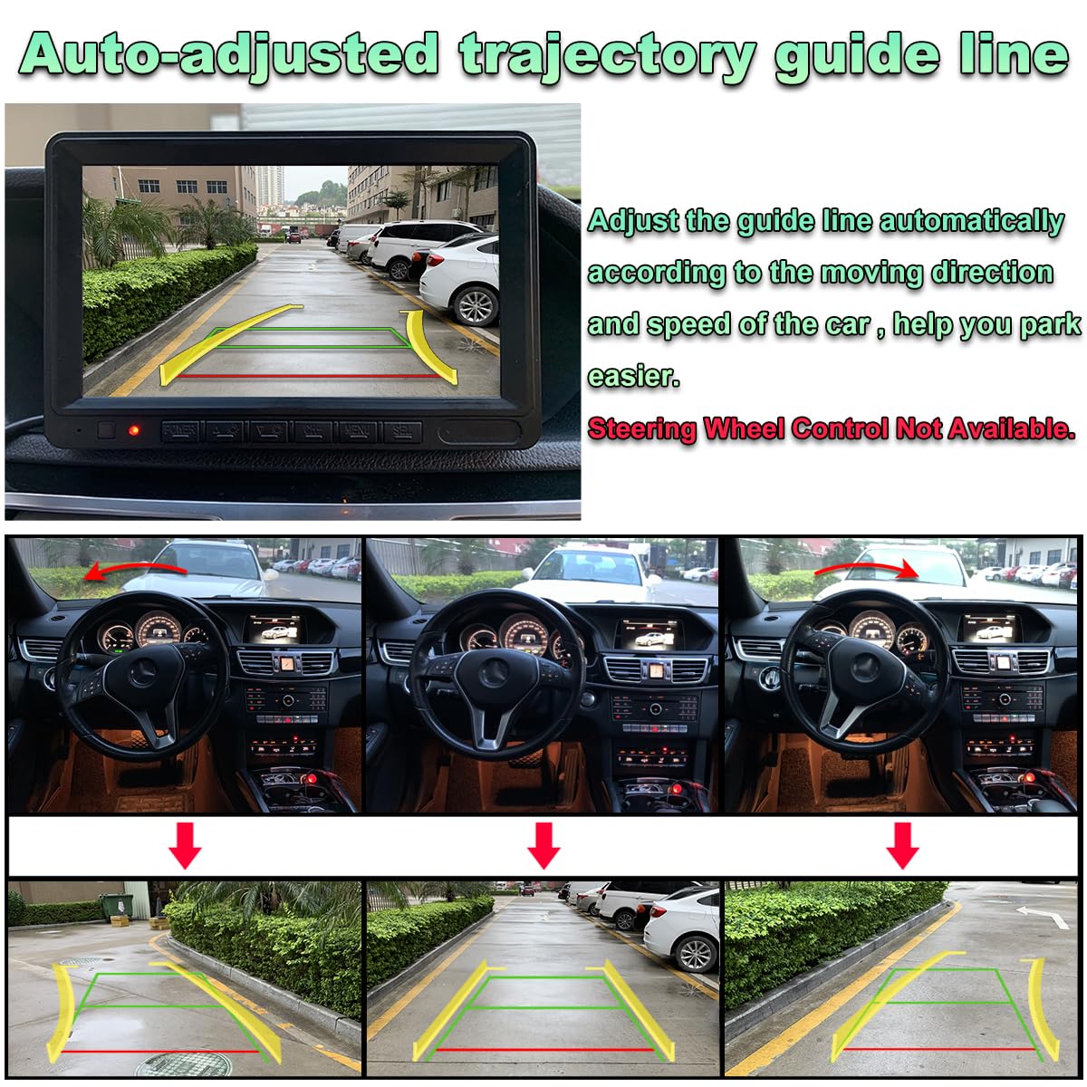 GreenYi AHD1080P backup camera for crisp, high-definition views in low light.
