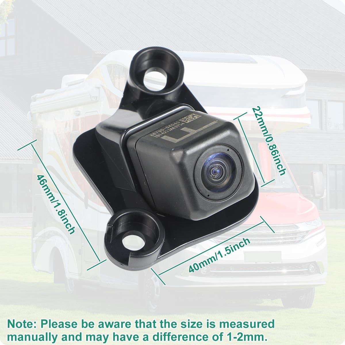 GreenYi camera beside ruler for scale showing compact, OEM-sized design