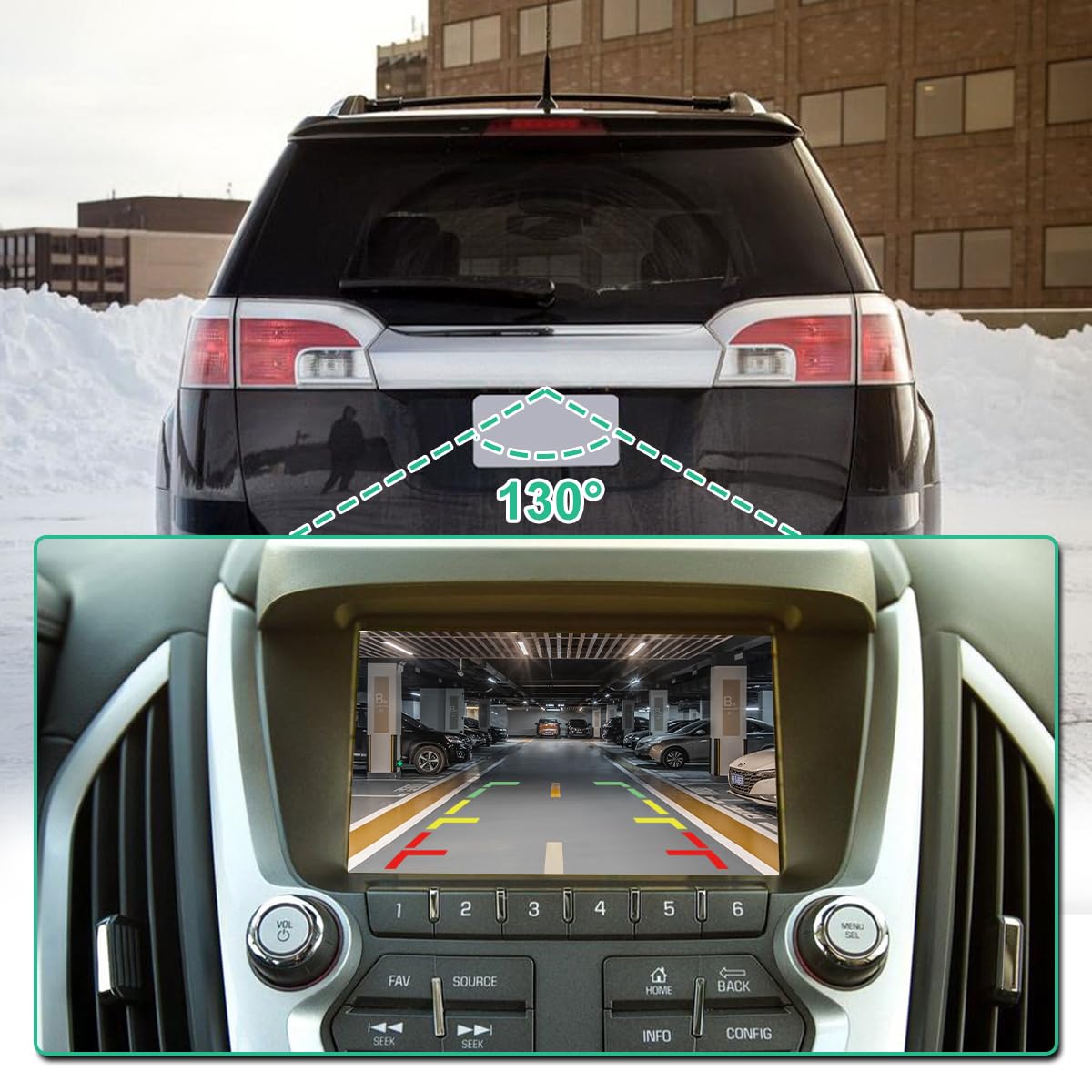GreenYi rear-view camera for Buick Encore 2013-2021 improves parking accuracy.