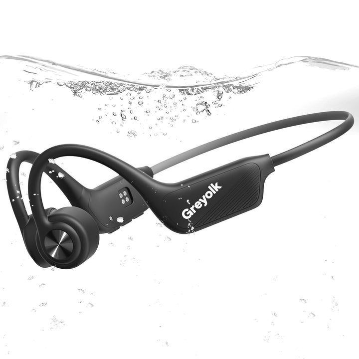 GREYOLK front view showing waterproof open-ear design and comfortable fit