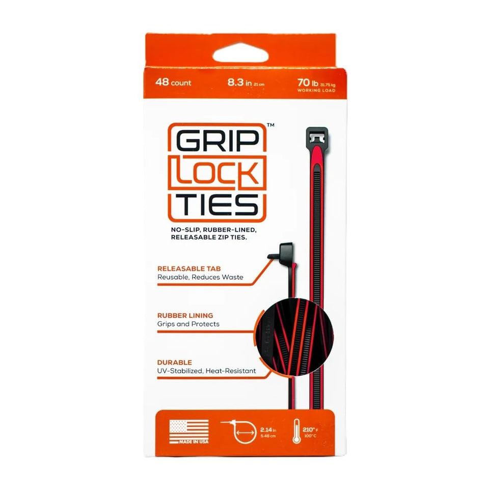 GRIP LOCK TIES G8-BKRD-X48 red rubber lined 8-inch cable tie for secure, reusable cable management.