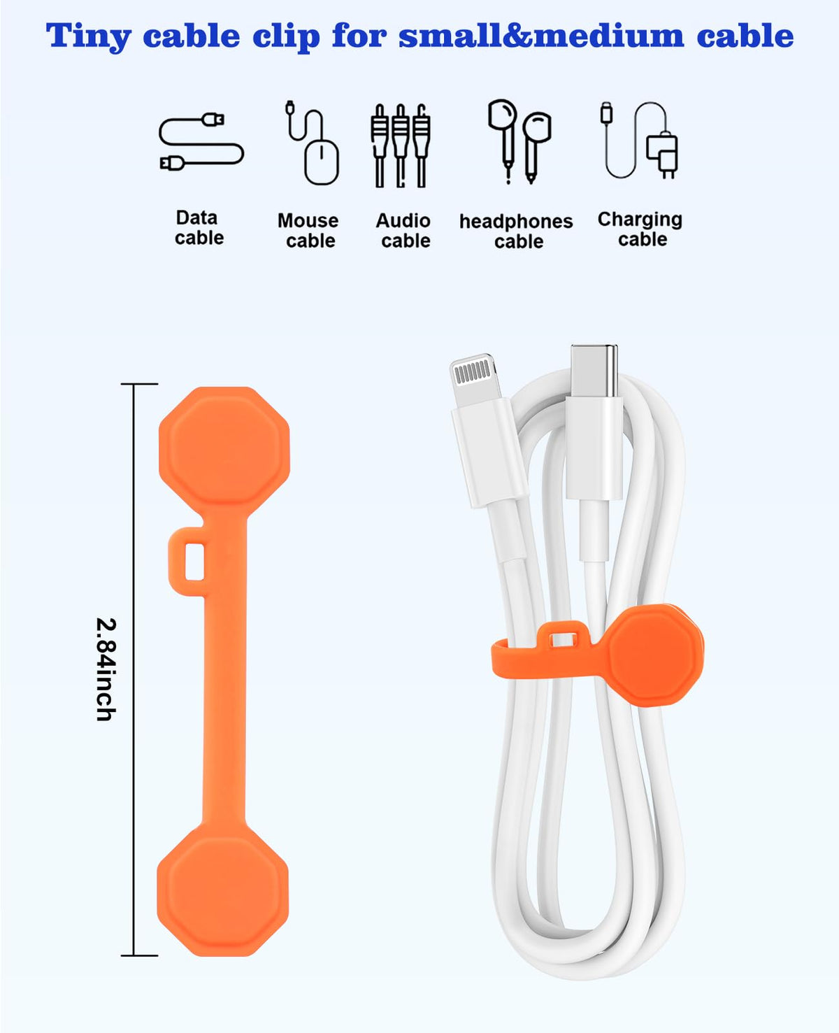 GRODOE silicone magnetic cable clip 7.48inch keeps long cables organized