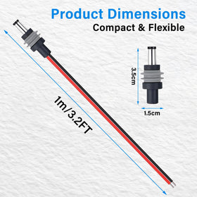 Groovely close-up of DC 5.5x2.1mm waterproof male connector protecting power