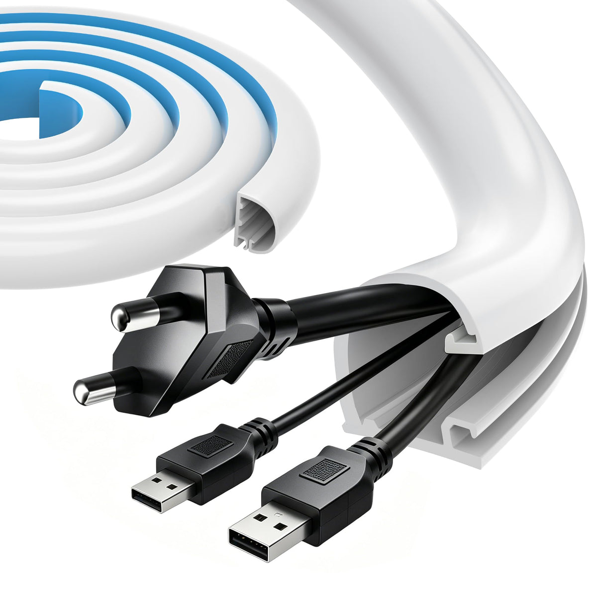 GroTheory 39-inch cord hider with side-opening clips conceals TV cables neatly