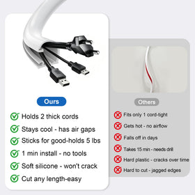 GroTheory cord hider shows hidden cable channels behind a monitor setup