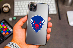 Growing Buffalo stickers on a skateboard for rugged, water resistant style.