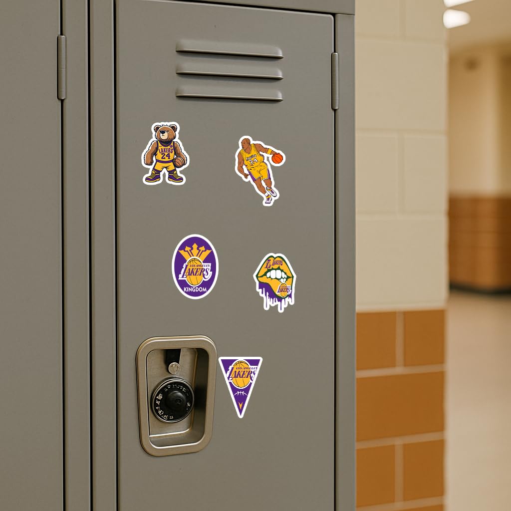 GROWING Lakers stickers on a water bottle keep colors vibrant with weatherproof protection.