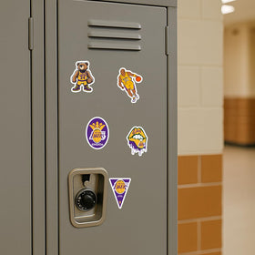 GROWING Lakers stickers on a water bottle keep colors vibrant with weatherproof protection.