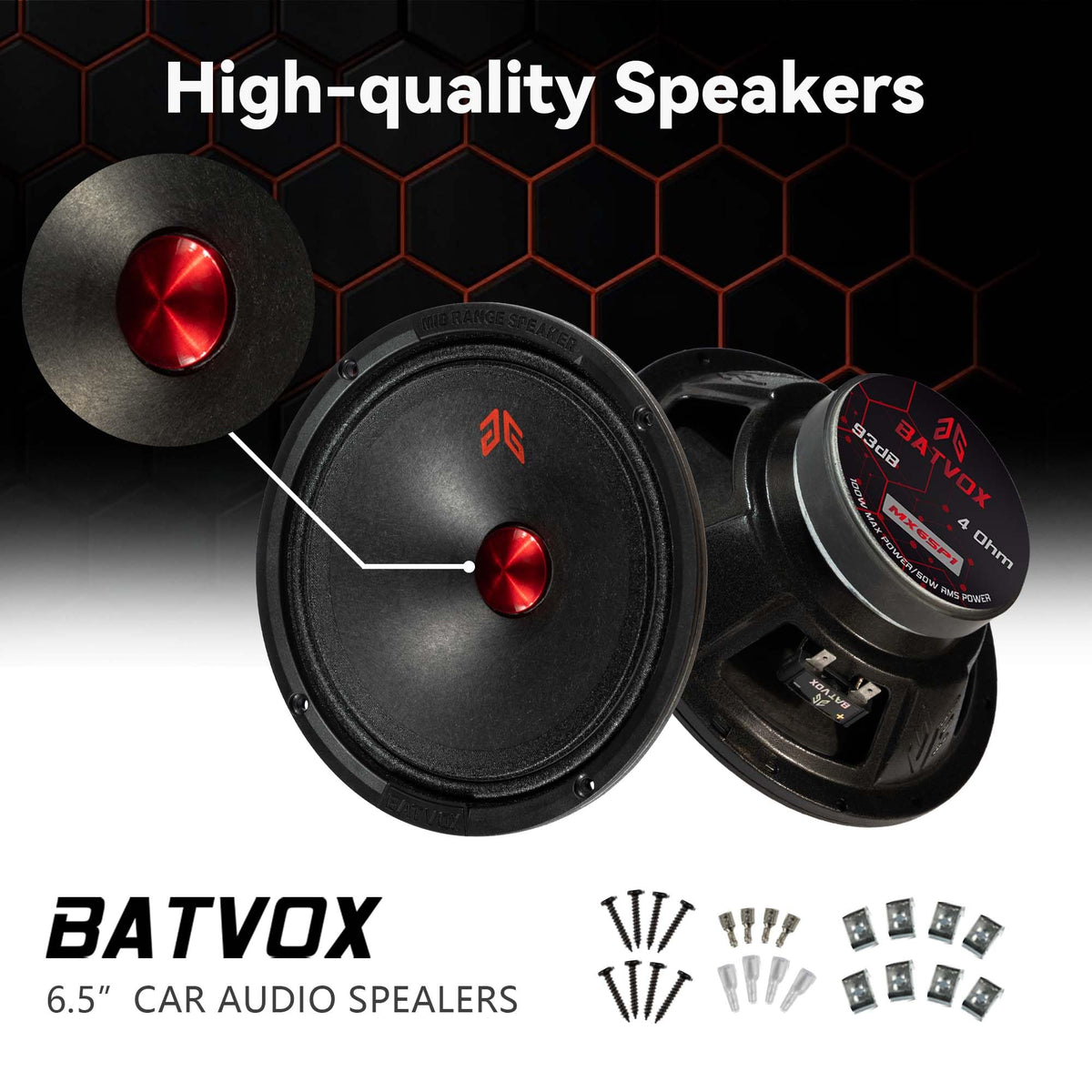 GRTSKY MX65P1 close-up of cone and red dust cap highlighting durability and clarity