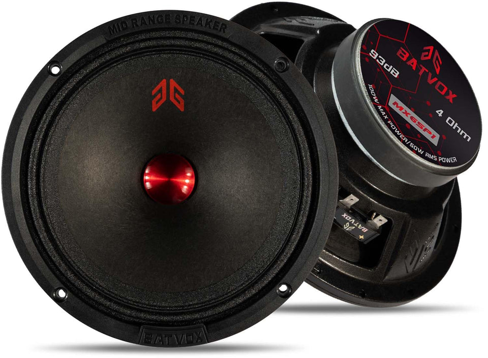 GRTSKY MX65P1 front view showing red dust cap and speaker face for clearer midrange