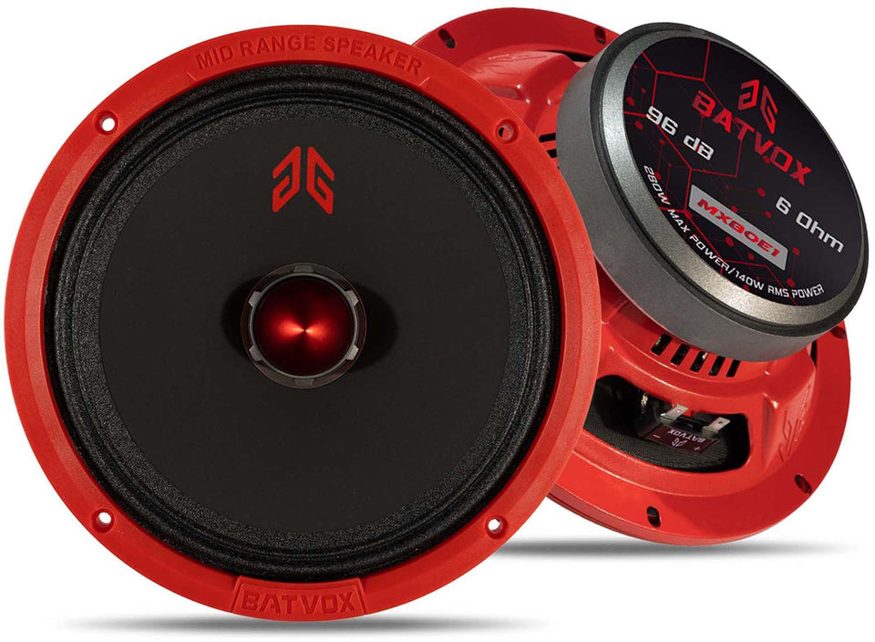 GRTSKY MX80E1 8-inch midrange speaker with red bullet for car audio upgrade