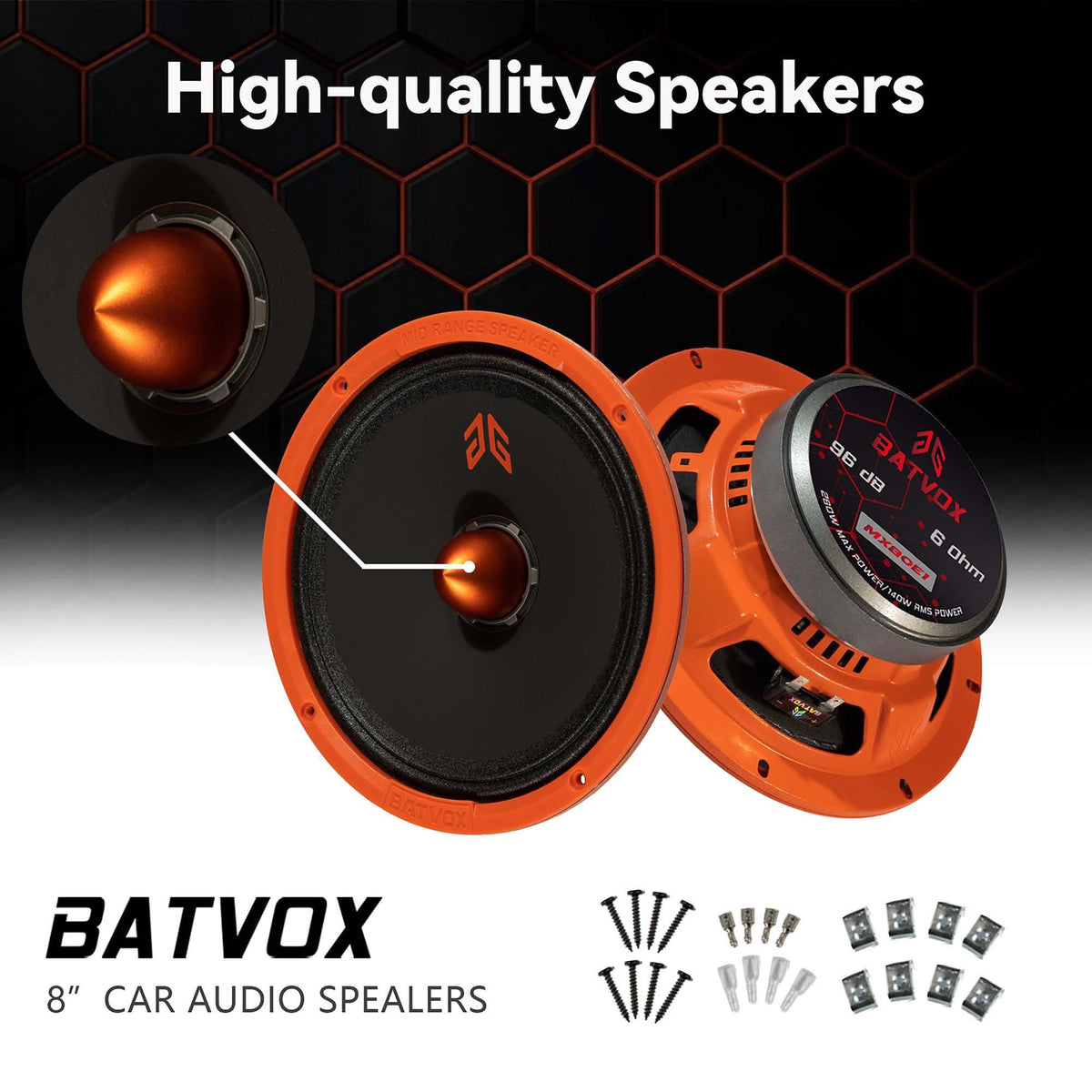 GRTSKY MX80E1 door speaker installation in a typical car setup