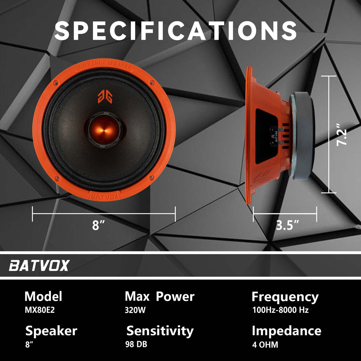 GRTSKY MX80E2 peak 640W power for vibrant in-car sound.