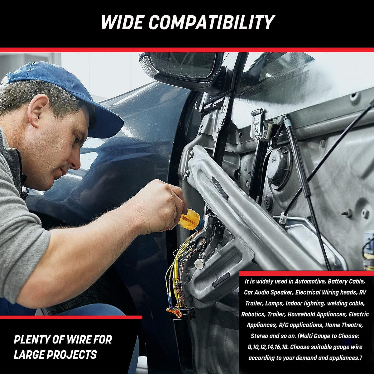 GS Power length comparison displaying 50ft red and black bonded convenience