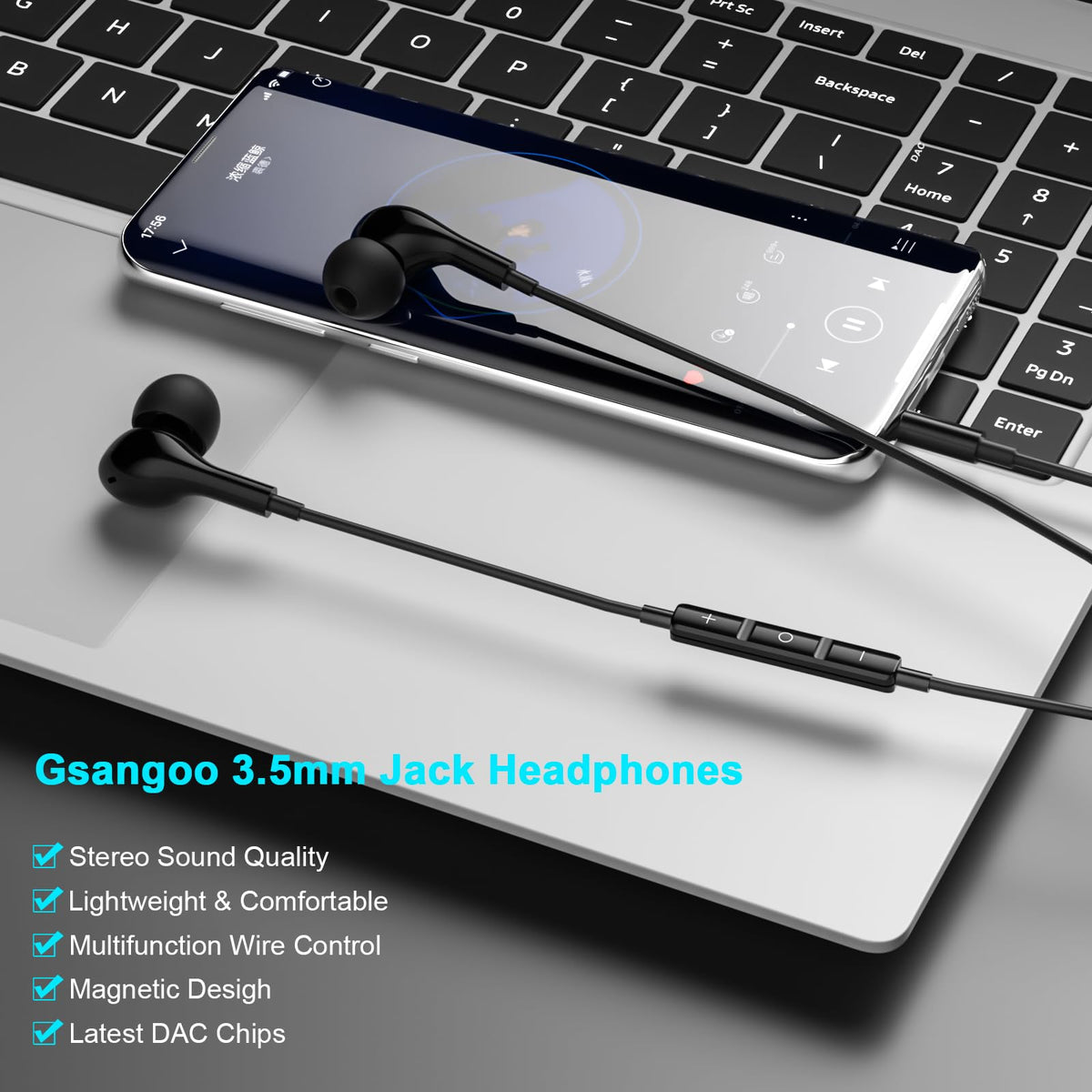 Gsangoo three silicone ear tip sizes S M L for secure comfortable fit