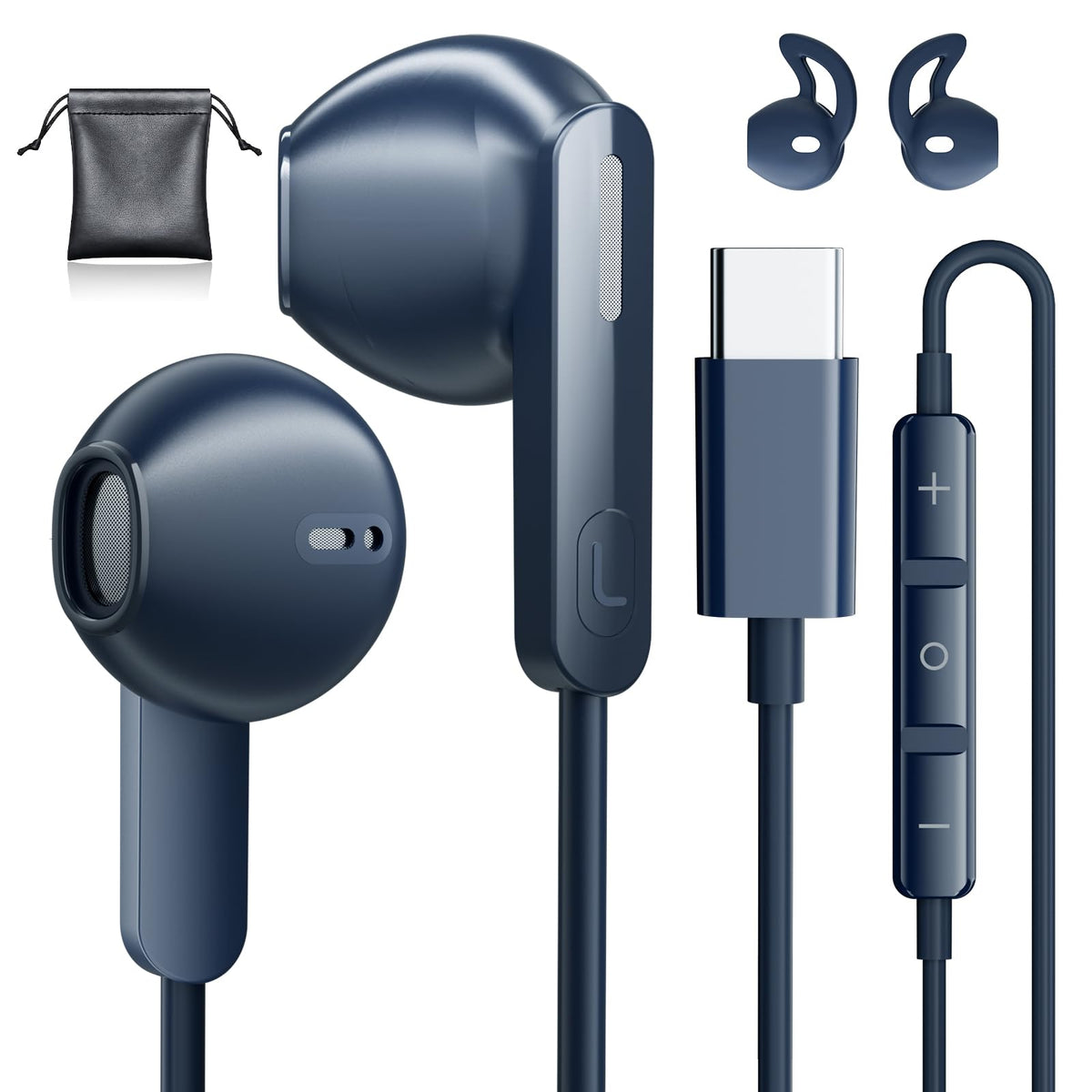 Gsangoo front view of USB-C headphones showing compact design and reliable fit