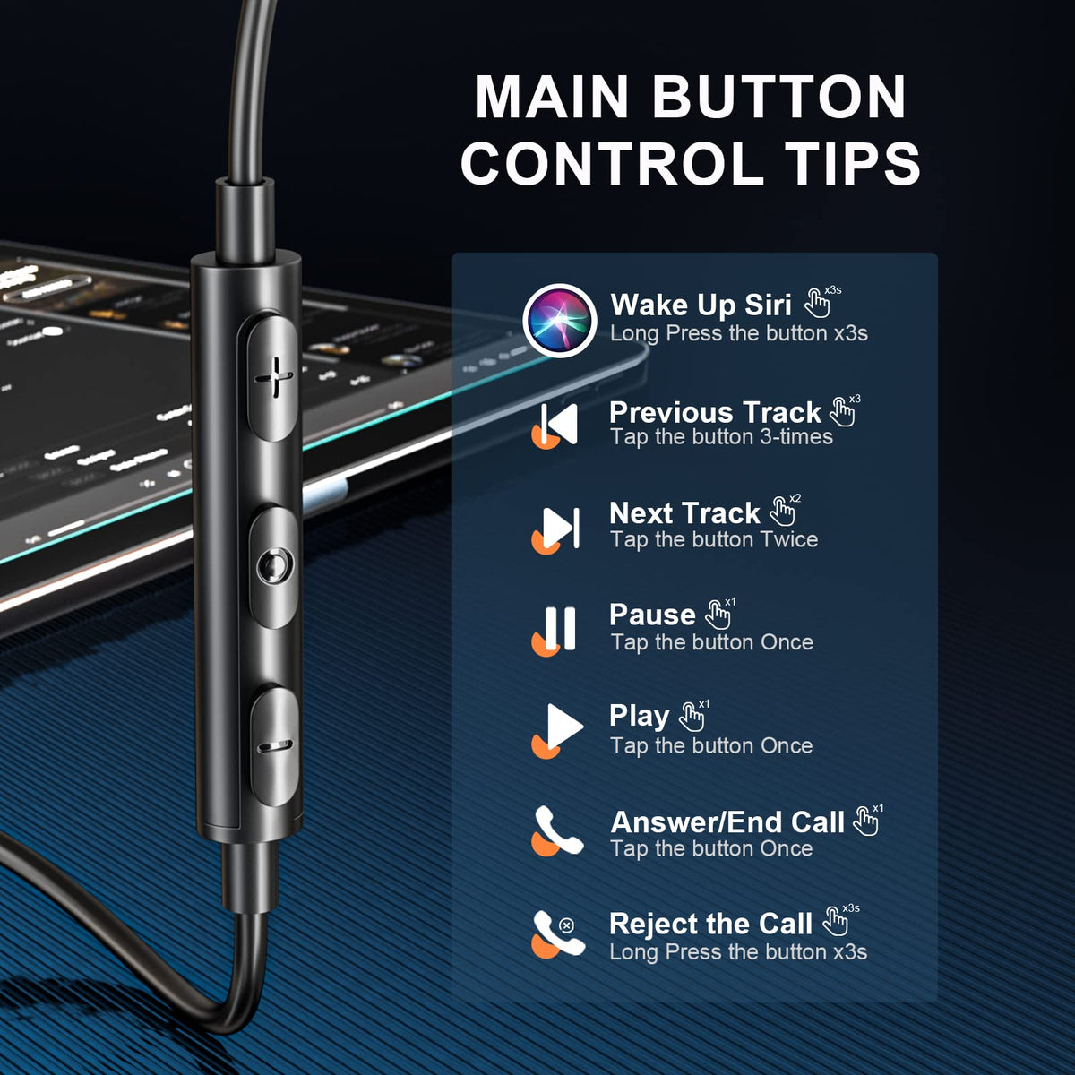 Gsangoo Lightning Earbuds inline mic control for calls and track control.