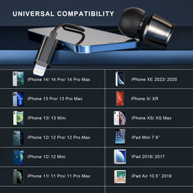 Gsangoo Lightning Earbuds compatible with iPhone 11 through 14 series.