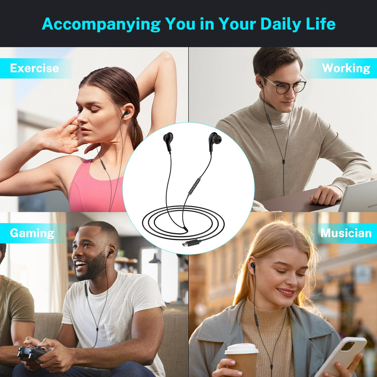 Gsangoo USB-C headphones compatible with major brands for versatile listening.