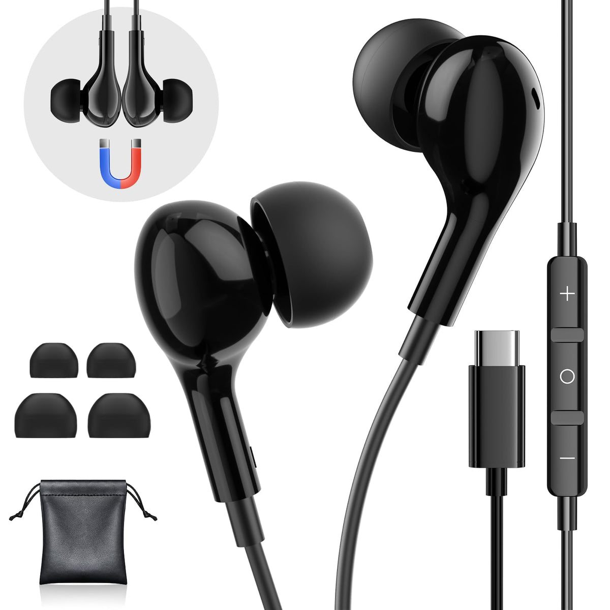Gsangoo USB-C headphones with ergonomic design for comfortable all-day listening.