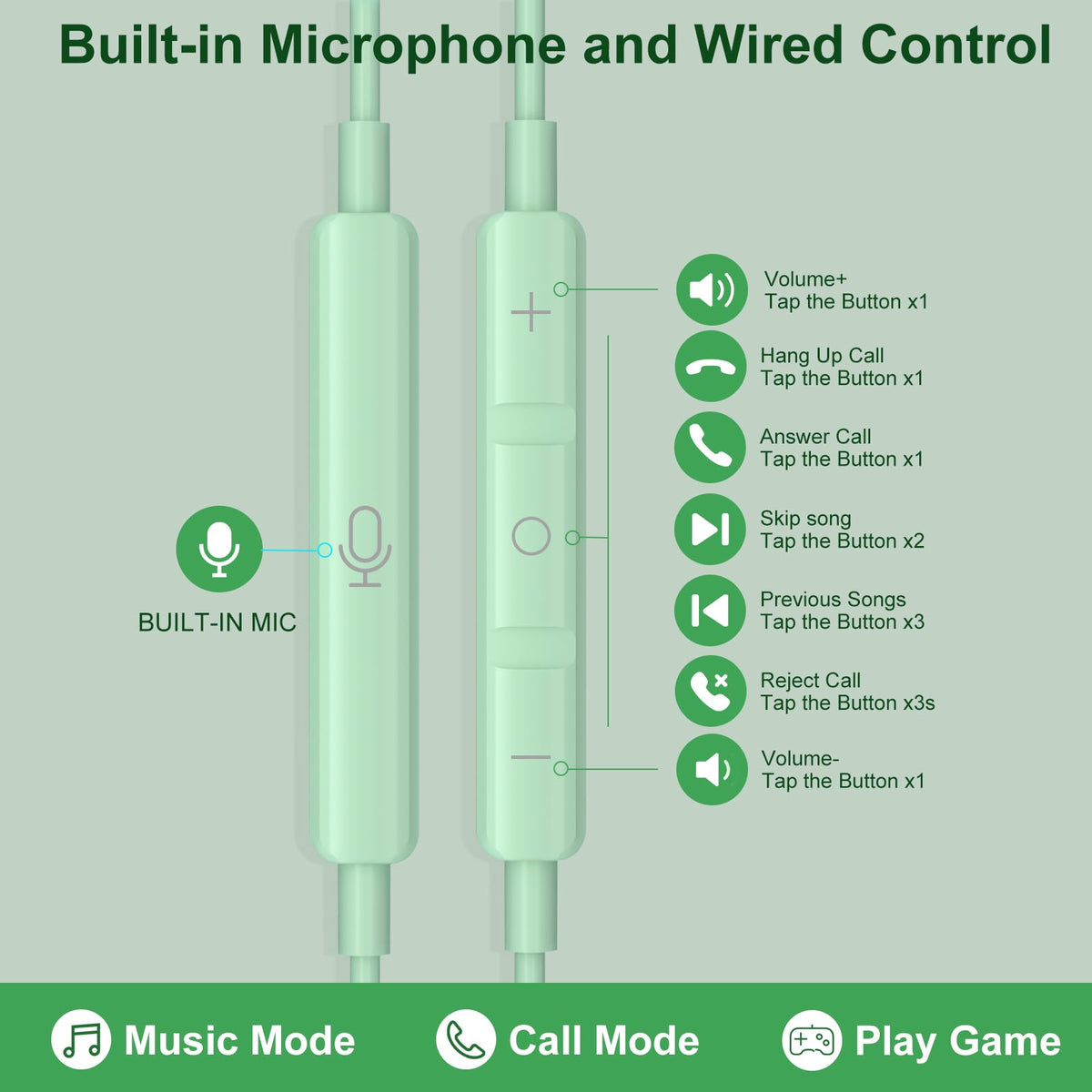 In-line control and mic let you adjust volume and answer calls easily.