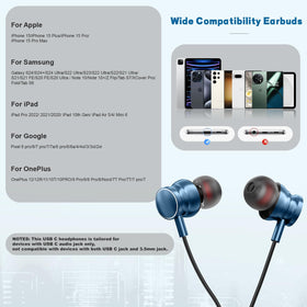 Gsangoo USB-C wired earbuds compatible with iPhone, Pixel, OnePlus, and more devices.