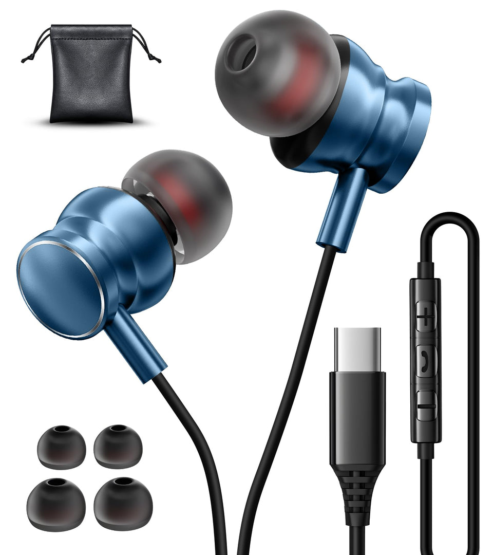 Gsangoo USB-C wired headphones compatible with Galaxy devices for universal connectivity.