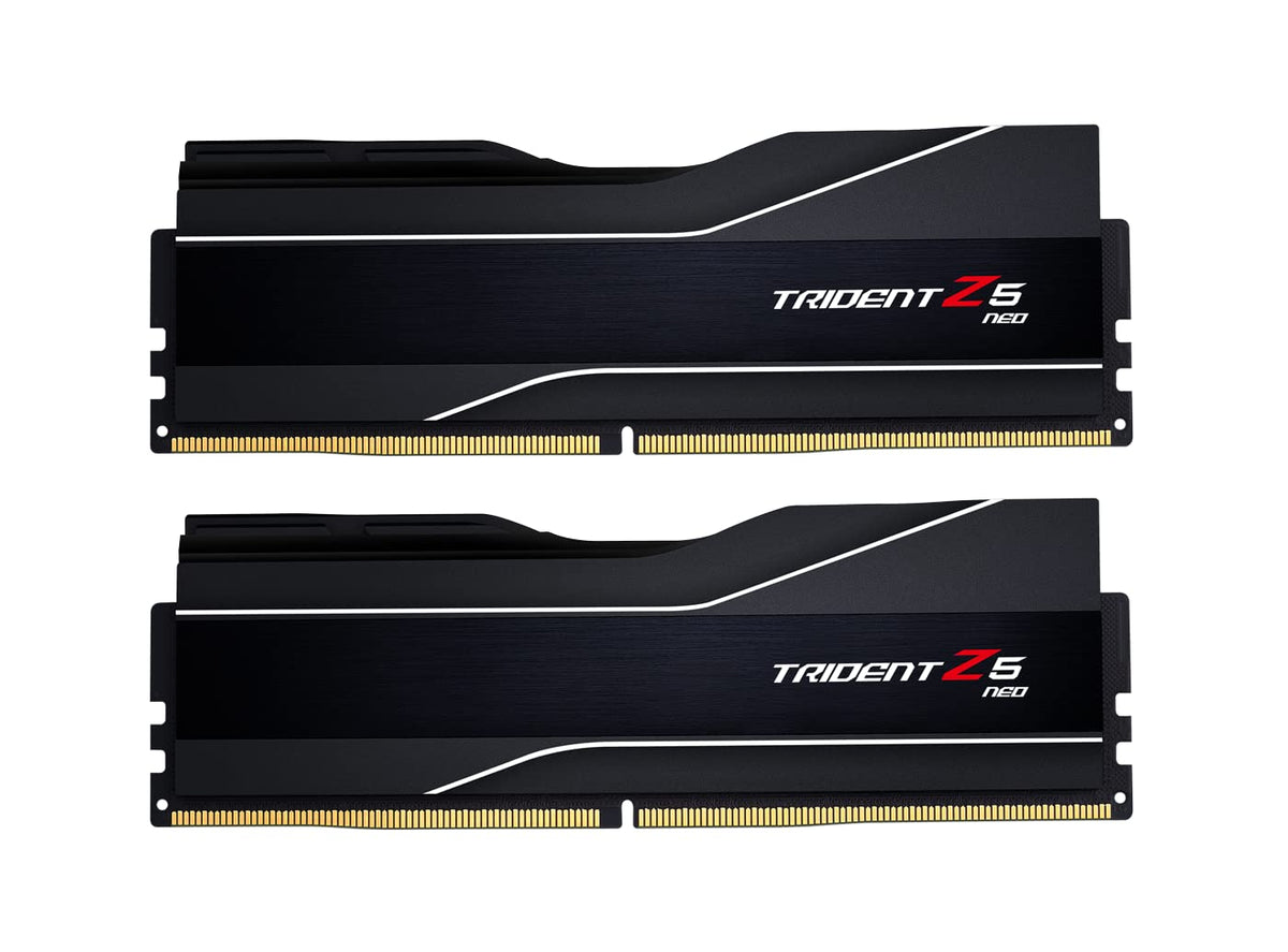 G.SKILL Trident Z5 Neo RAM DIMM closeup with matte black heat spreader for high-performance builds