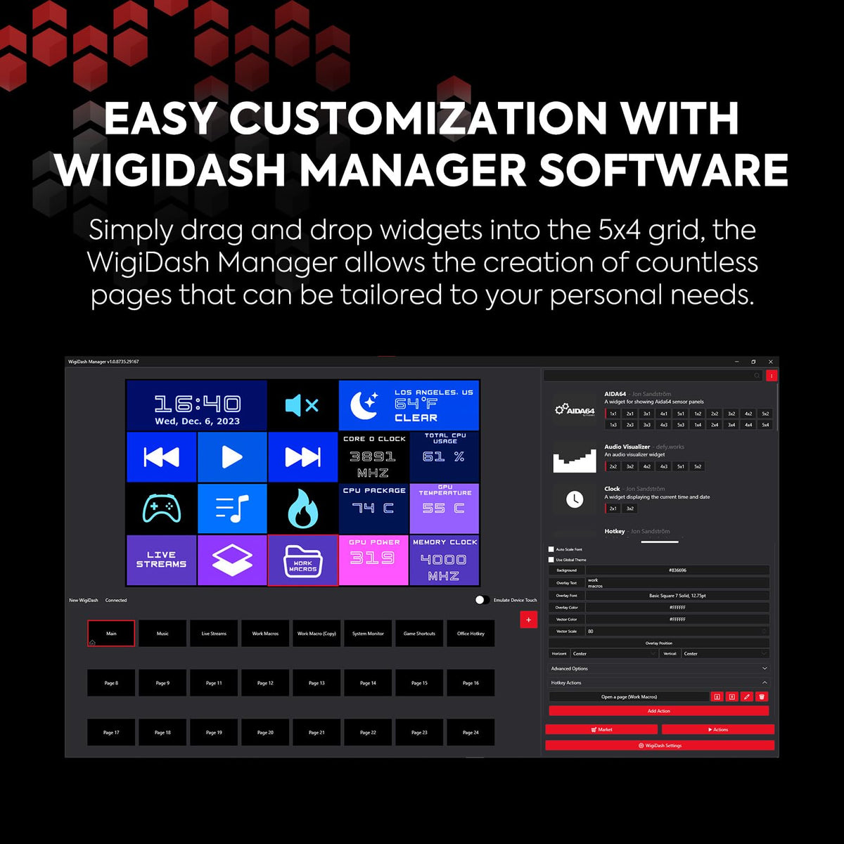 G.SKILL WigiDash hotkeys streamline media, volume, and quick actions during gaming sessions.