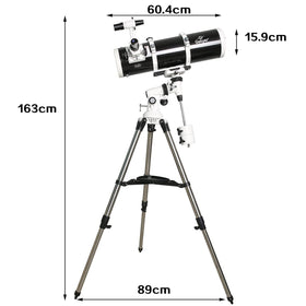 Gskyer 130EQ adjustable tripod provides stable positioning.