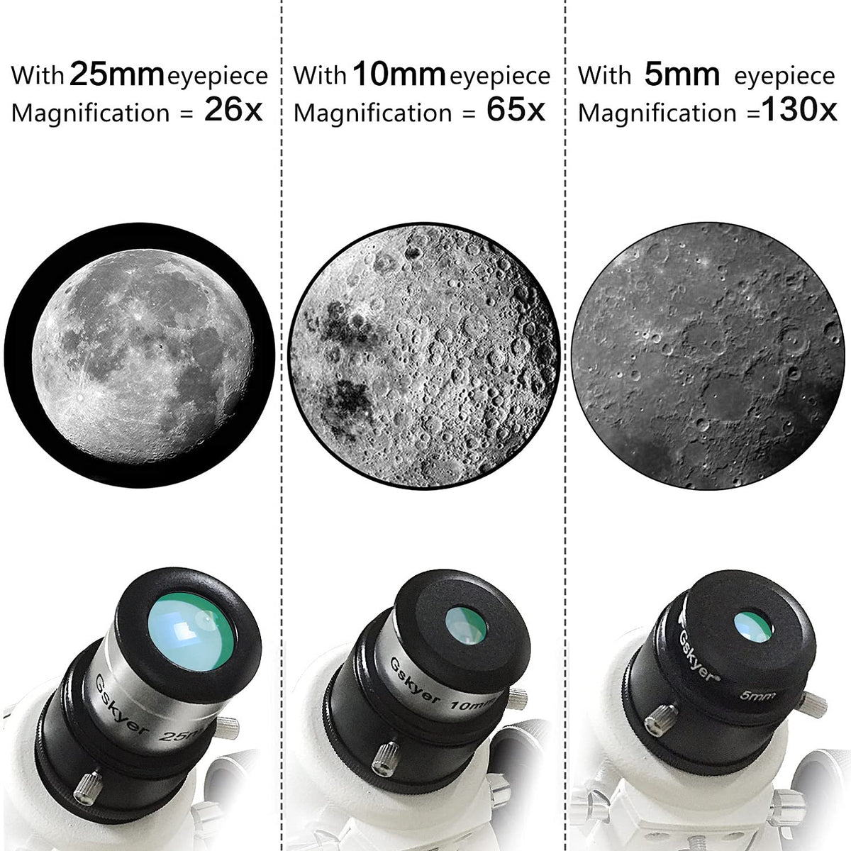 Gskyer 130EQ equatorial mount enables smooth tracking of celestial objects.