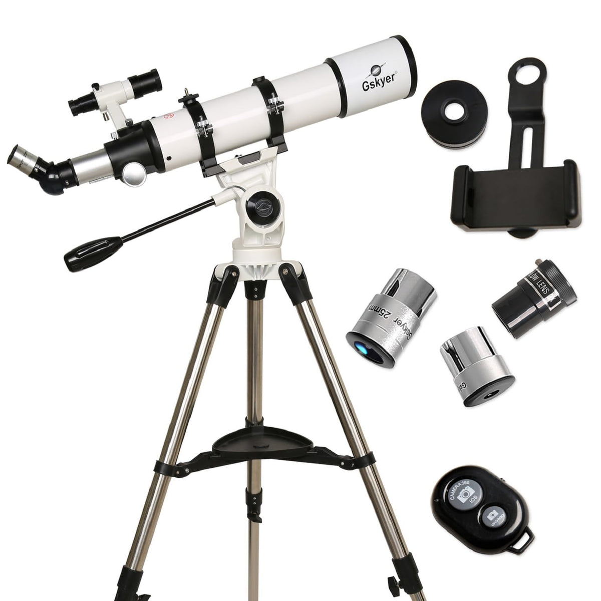 Comprehensive package with telescope and accessories for quick setup.