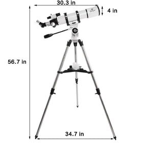 Adjustable aluminum tripod height supports comfortable seated or standing viewing.