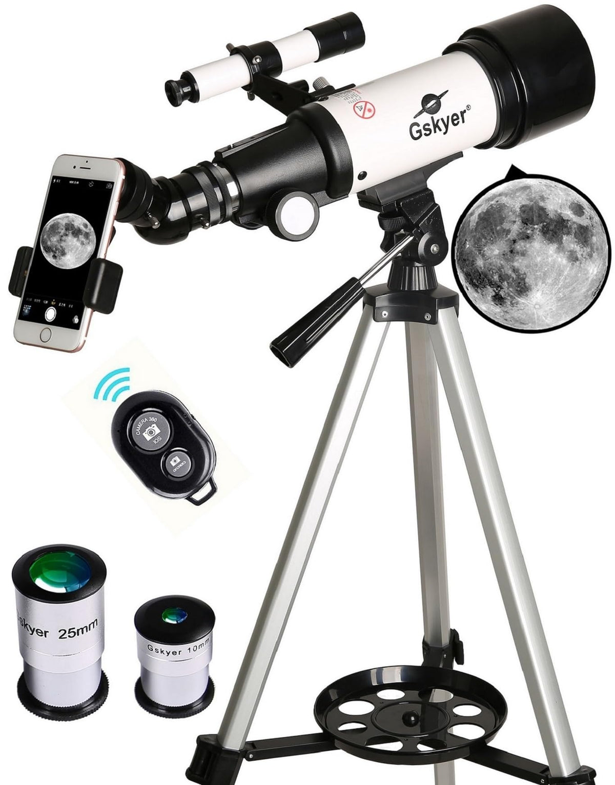 Gskyer telescope with 70mm aperture for bright beginner views of the night sky