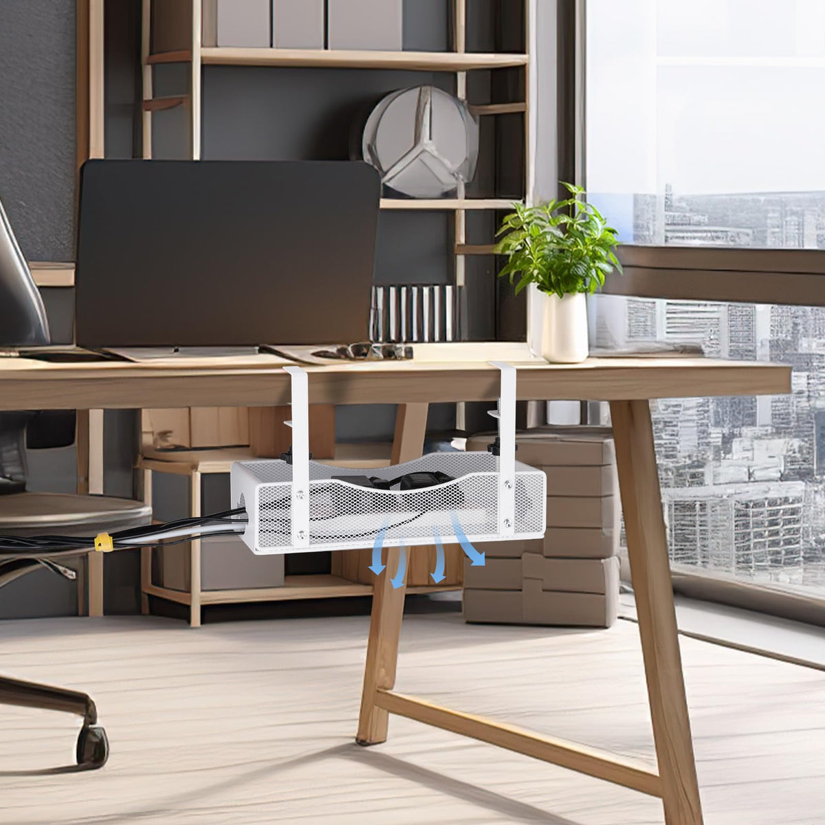 G.Sumiker sleek white design enhances a professional desk aesthetic.